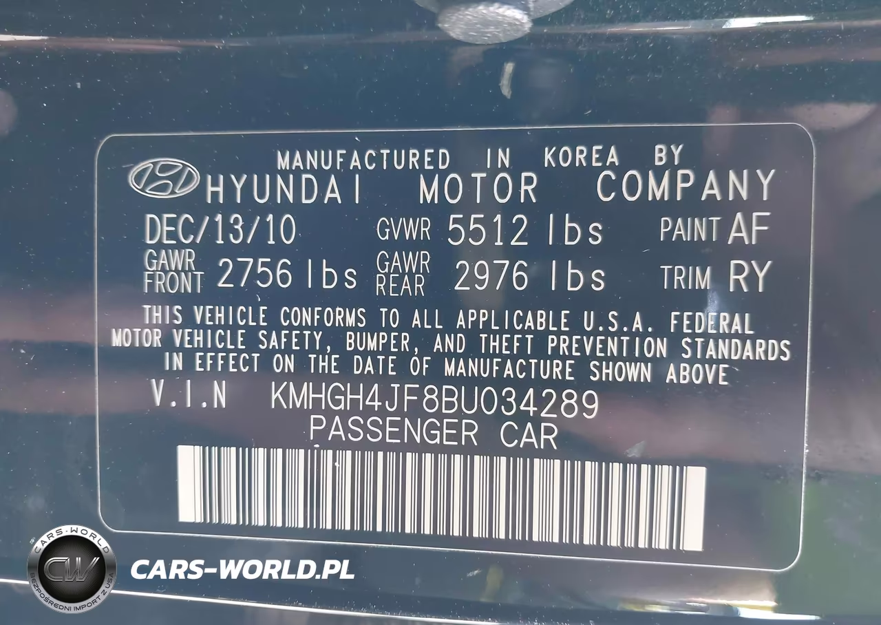 2011 Hyundai Equus Ultimate VIN:KMHGH4JF8BU034289 - 9