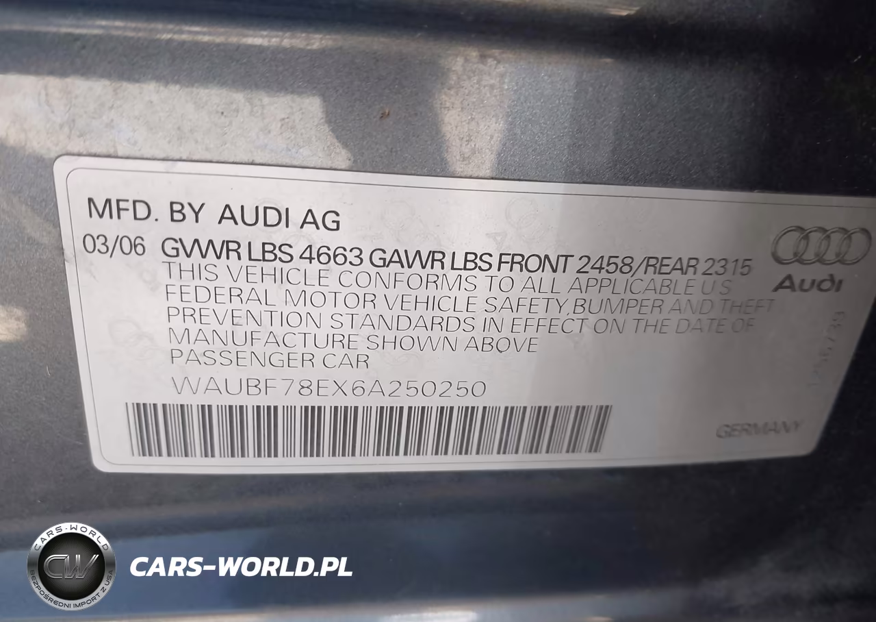 2006 Audi A4 2.0T VIN:WAUBF78EX6A250250 - 9