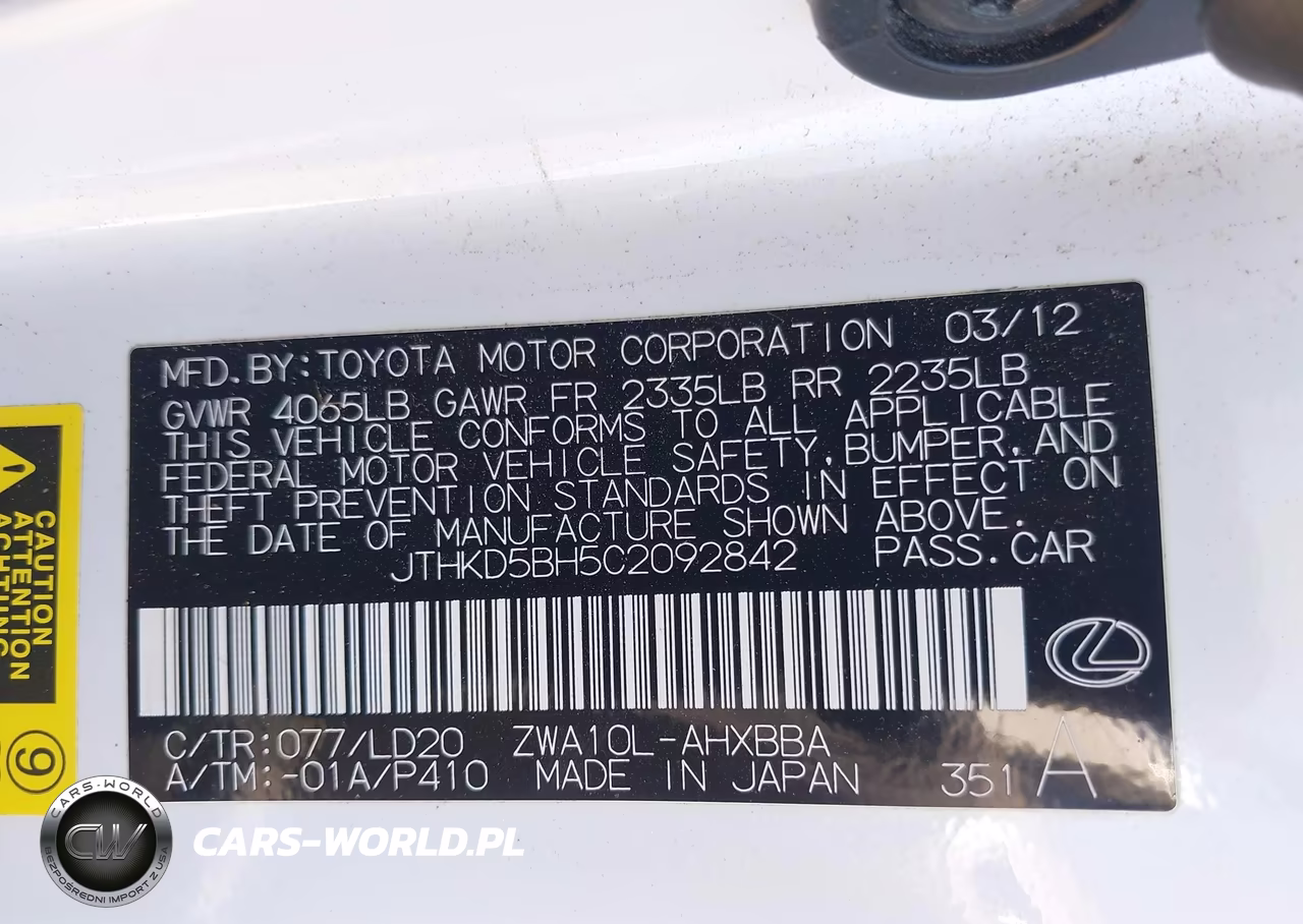 2012 Lexus Ct 200H Premium VIN:JTHKD5BH5C2092842 - 9