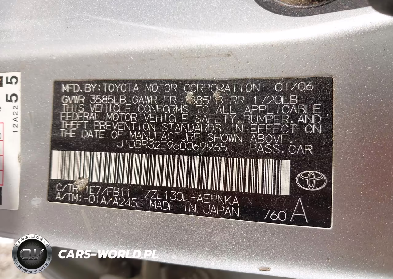 2006 Toyota Corolla Le VIN:JTDBR32E960069965 - 9