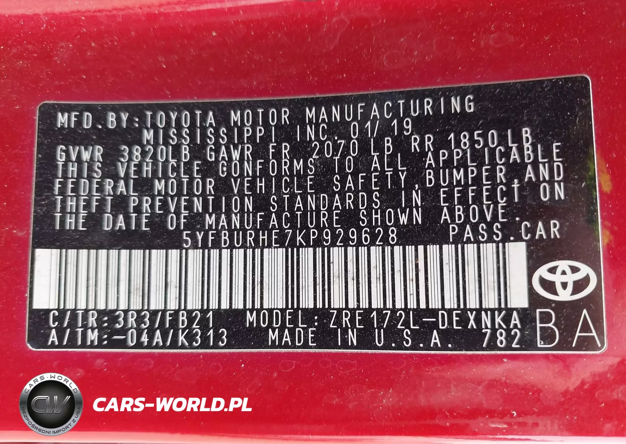 2019 Toyota Corolla Le VIN:5YFBURHE7KP929628 - 9