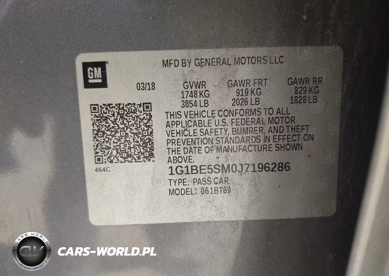 2018 Chevrolet Cruze Lt Auto VIN:1G1BE5SM0J7196286 - 9