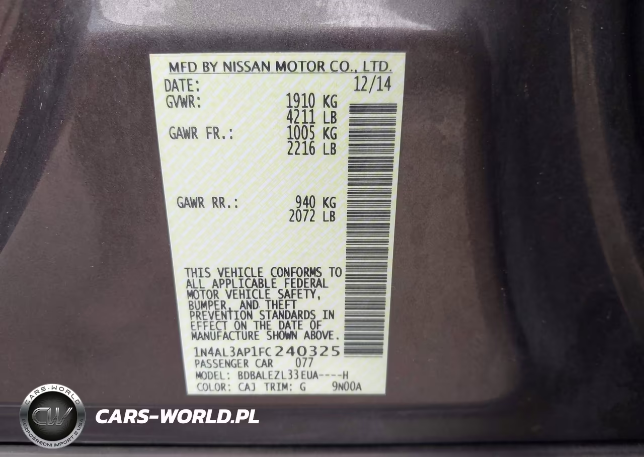 2015 Nissan Altima 2.5 S VIN:1N4AL3AP1FC240325 - 9