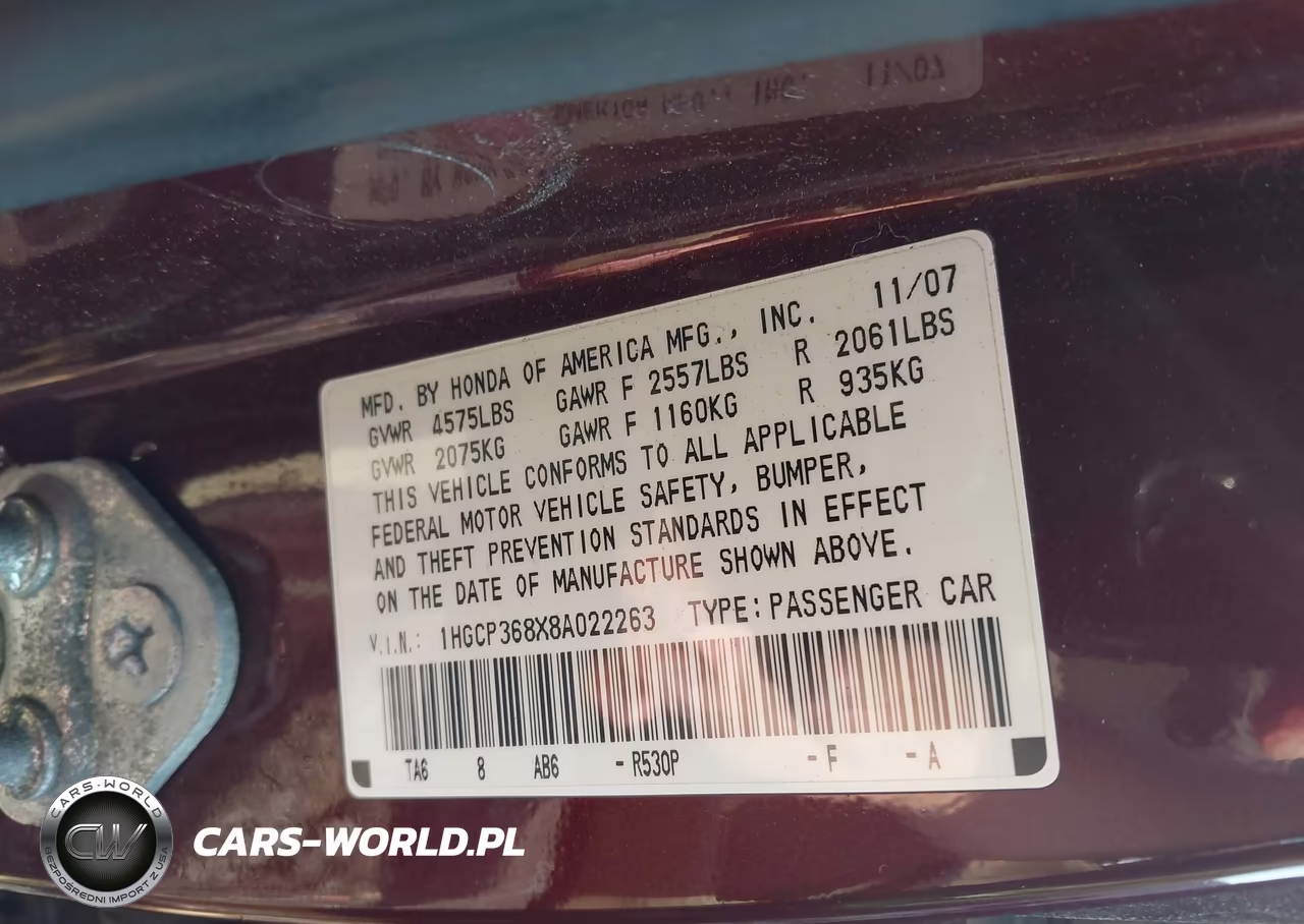 2008 Honda Accord 3.5 Ex-L VIN:1HGCP368X8A022263 - 9