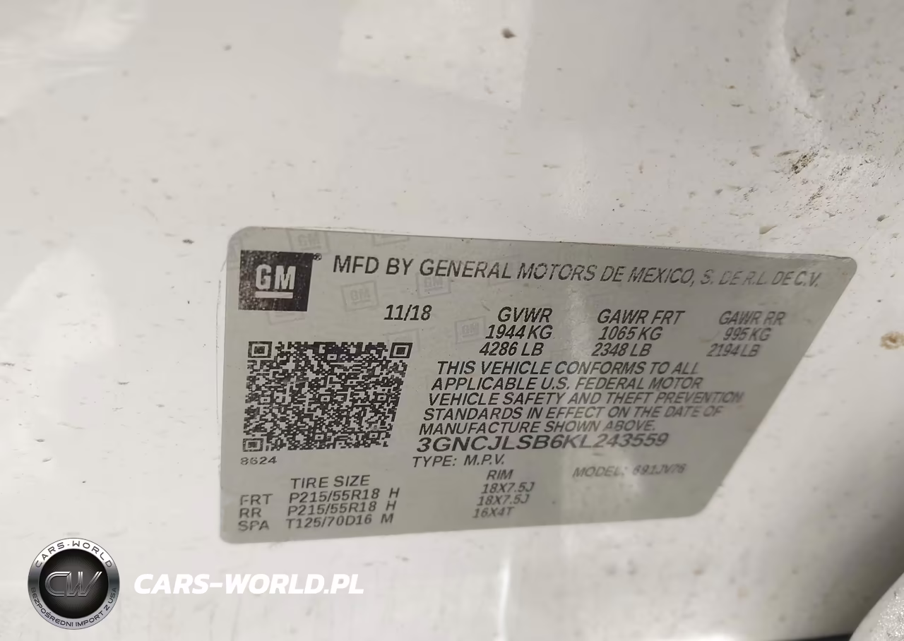2019 Chevrolet Trax Lt VIN:3GNCJLSB6KL243559 - 9