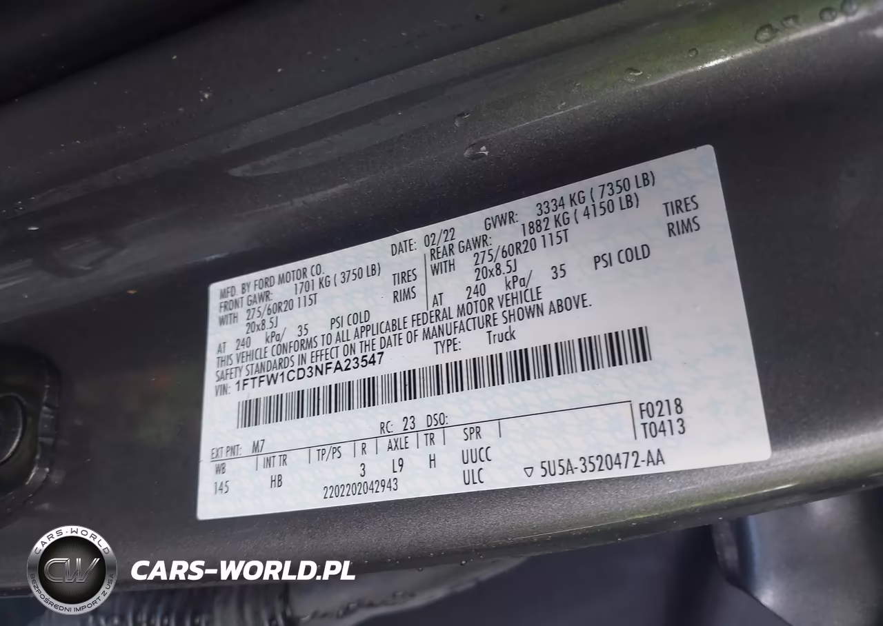 2022 Ford F-150 Lariat VIN:1FTFW1CD3NFA23547 - 9