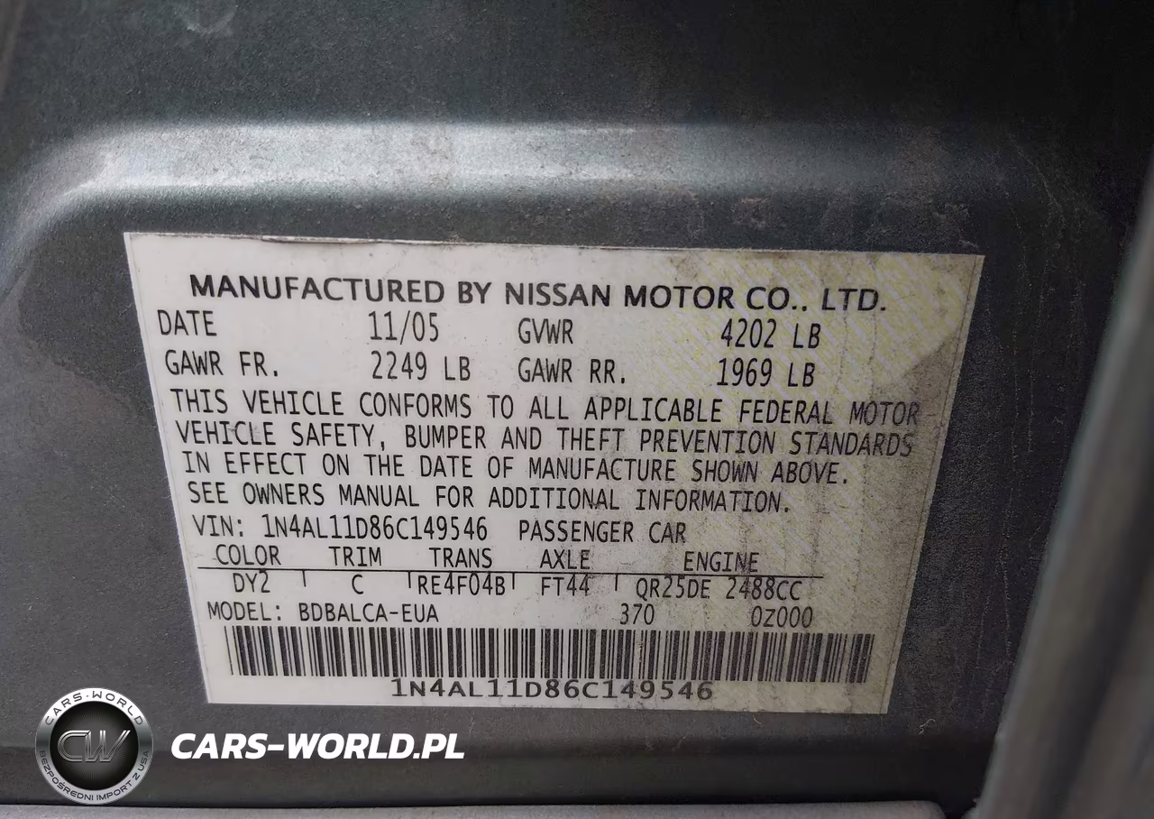 2006 Nissan Altima 2.5 S VIN:1N4AL11D86C149546 - 9
