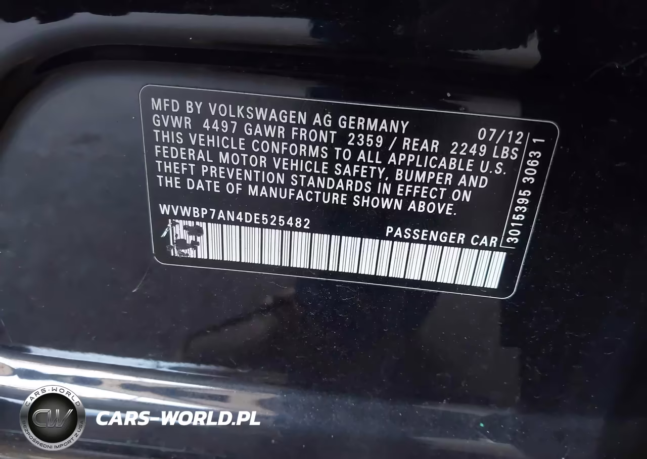 2013 Volkswagen Cc 2.0T Sport VIN:WVWBP7AN4DE525482 - 9