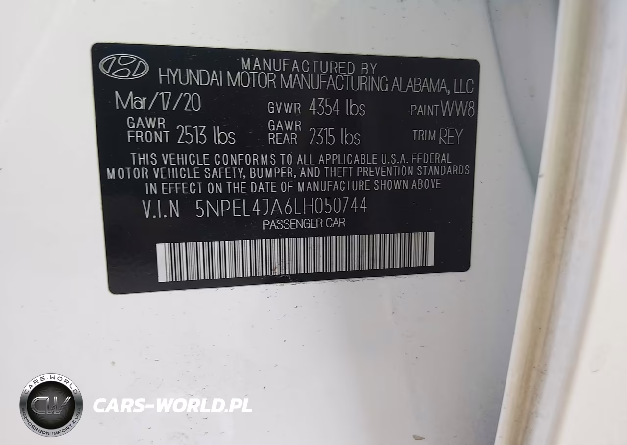 2020 Hyundai Sonata Sel VIN:5NPEL4JA6LH050744 - 9