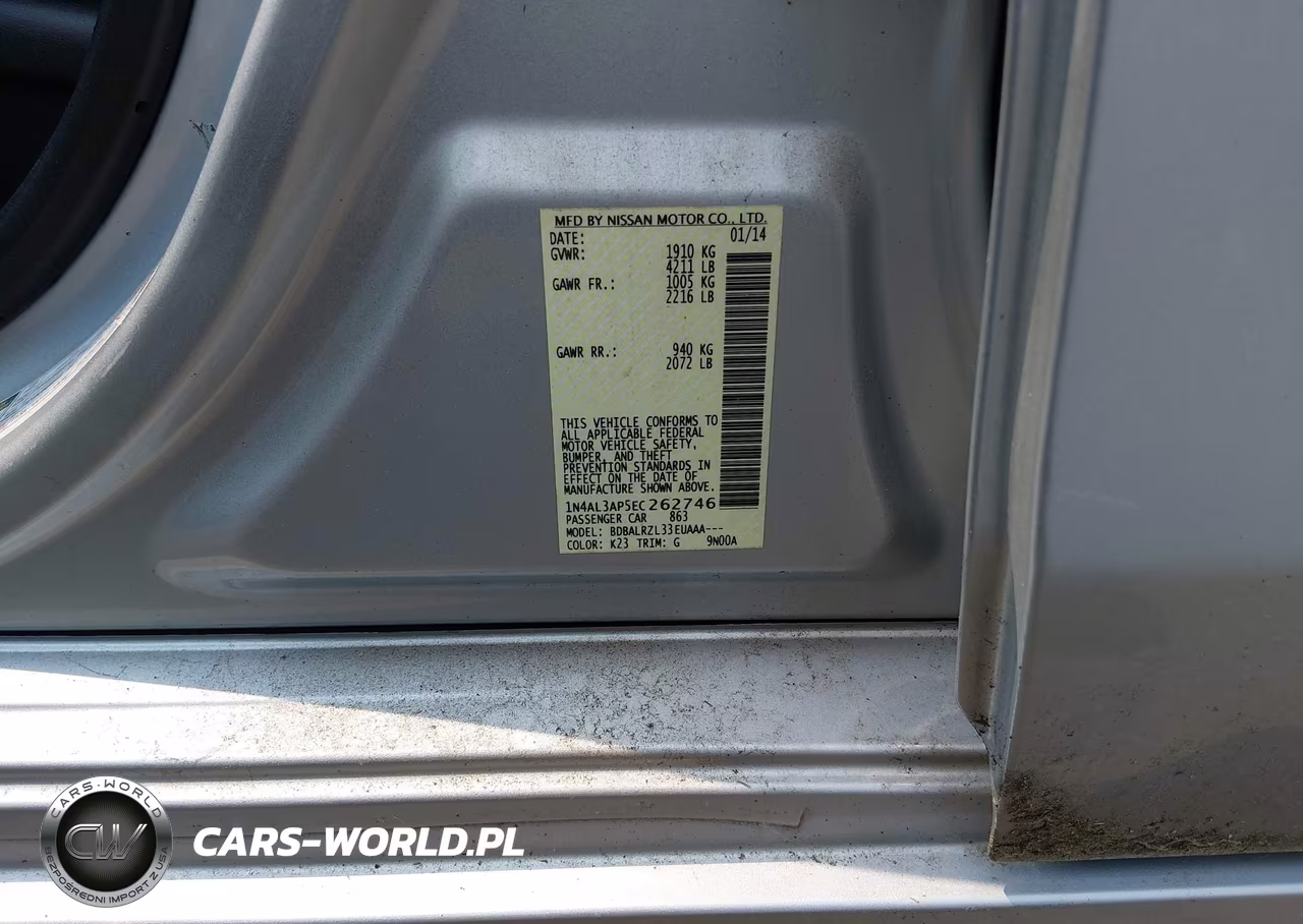 2014 Nissan Altima 2.5-2.5 S-2.5 Sl-2.5 Sv VIN:1N4AL3AP5EC262746 - 9
