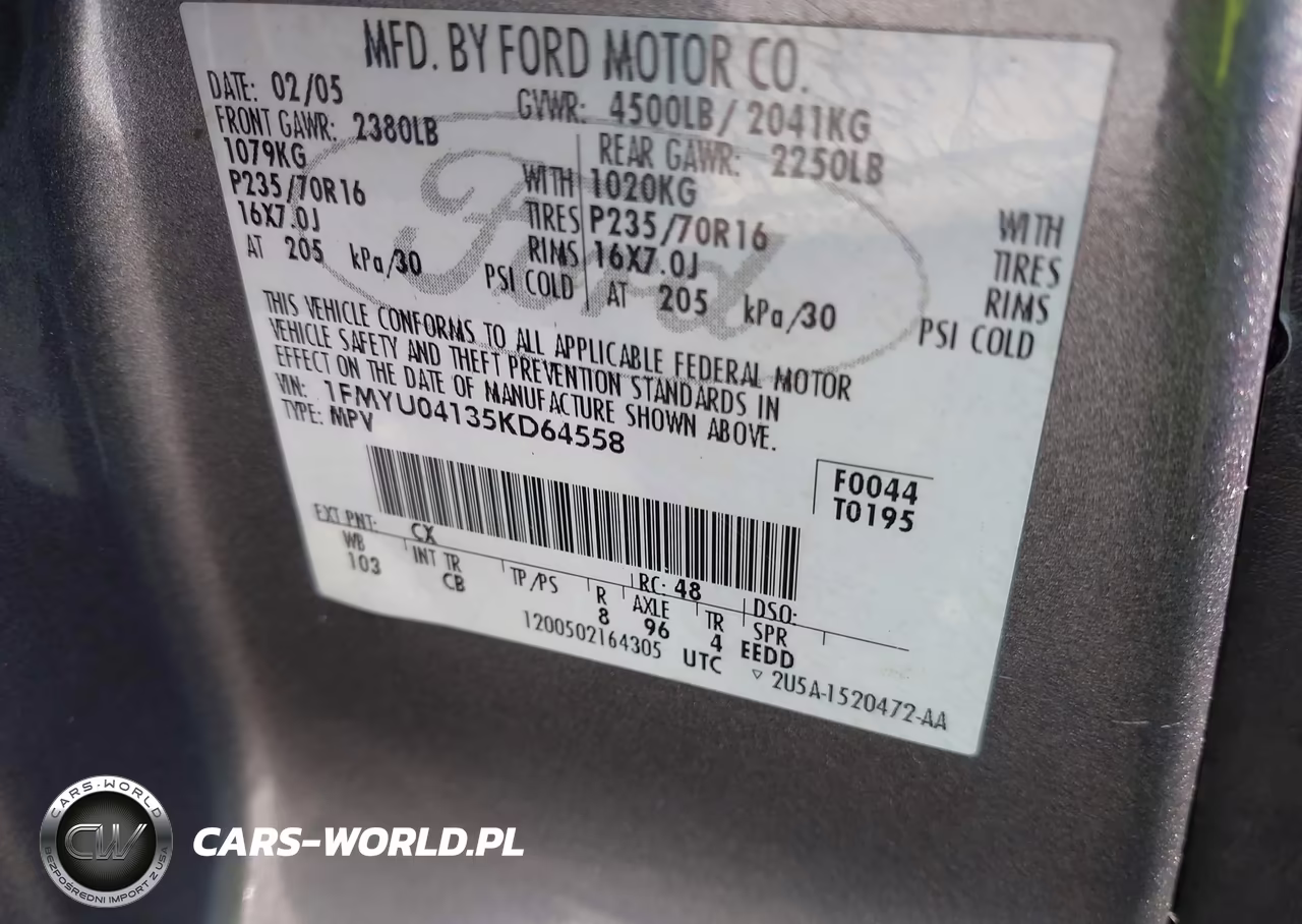 2005 Ford Escape Limited VIN:1FMYU04135KD64558 - 9