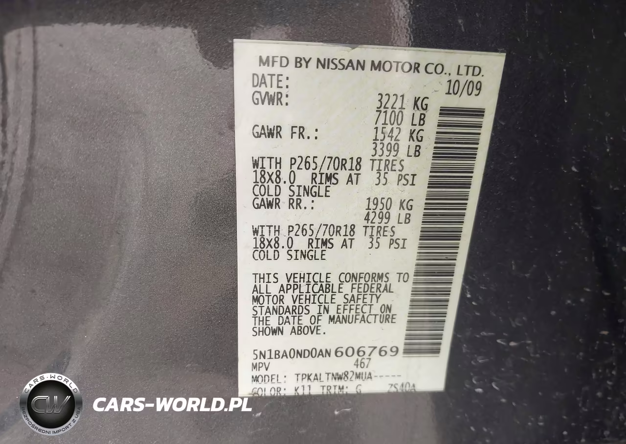 2010 Nissan Armada Se VIN:5N1BA0ND0AN606769 - 9