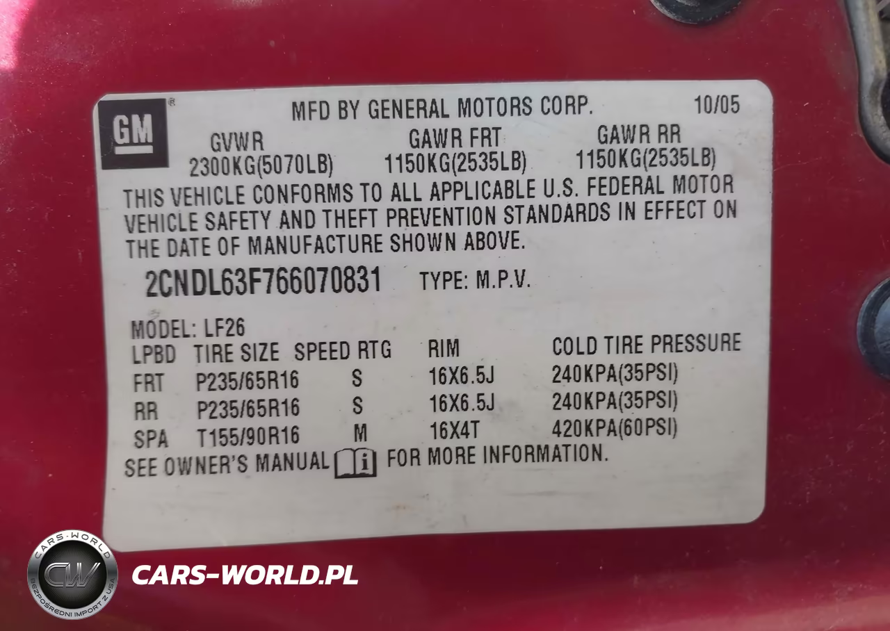2006 Chevrolet Equinox Lt VIN:2CNDL63F766070831 - 9