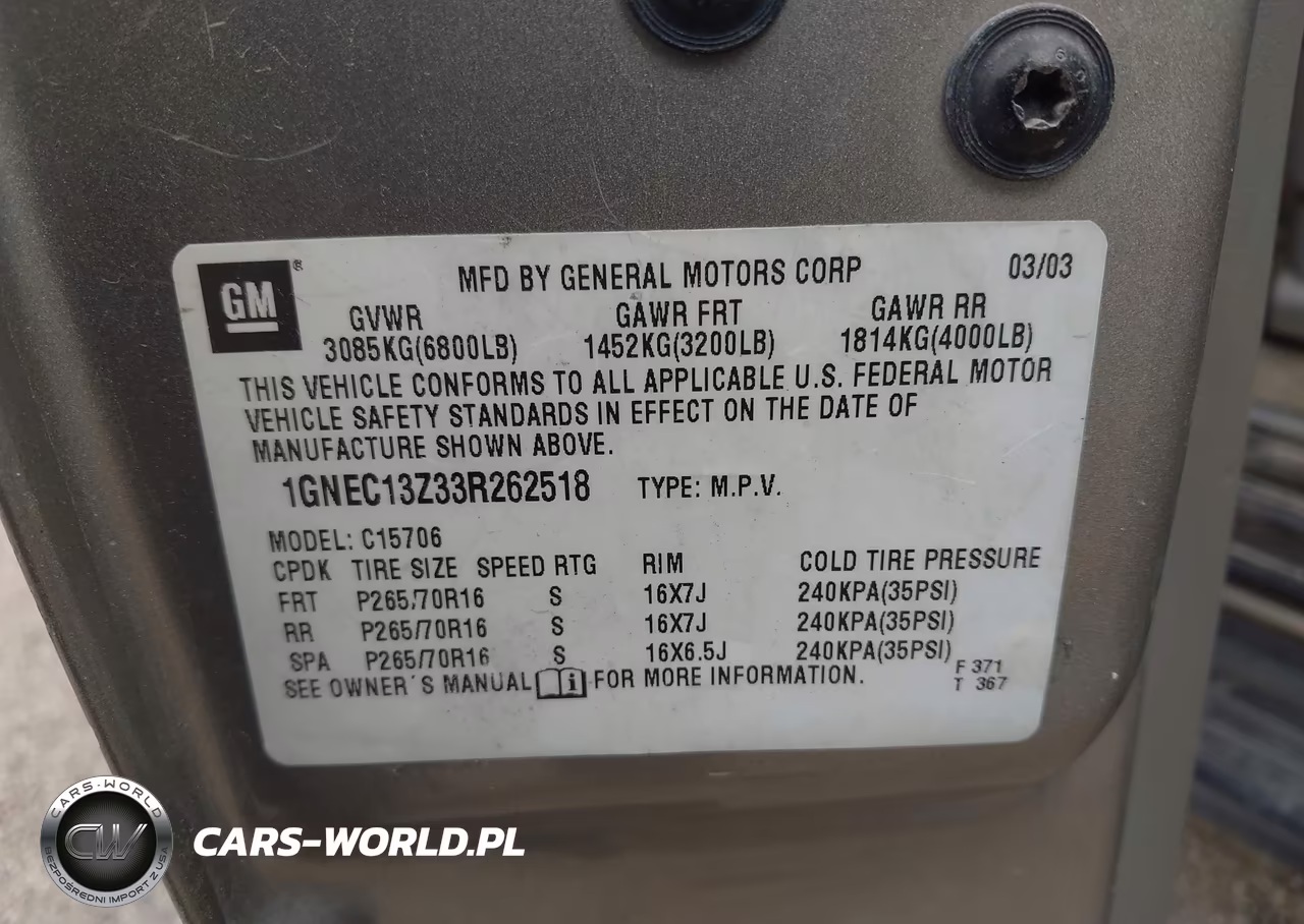 2003 Chevrolet Tahoe Lt VIN:1GNEC13Z33R262518 - 9
