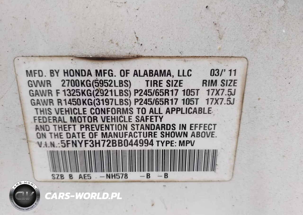 2011 Honda Pilot Ex-L VIN:5FNYF3H72BB044994 - 9