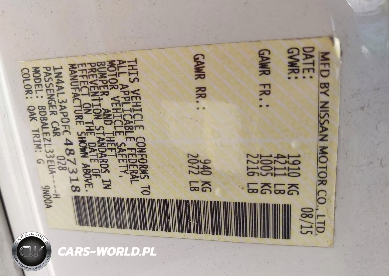2015 Nissan Altima 2.5 S VIN:1N4AL3AP0FC487318 - 9