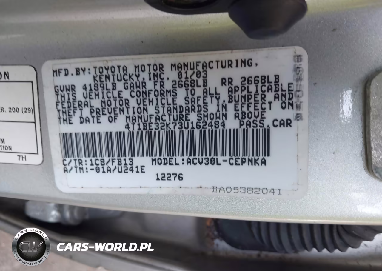 2003 Toyota Camry Le VIN:4T1BE32K73U162484 - 9