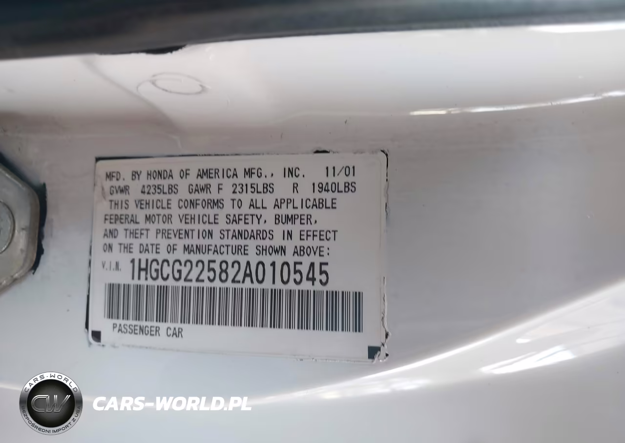2002 Honda Accord 3.0 Ex VIN:1HGCG22582A010545 - 9