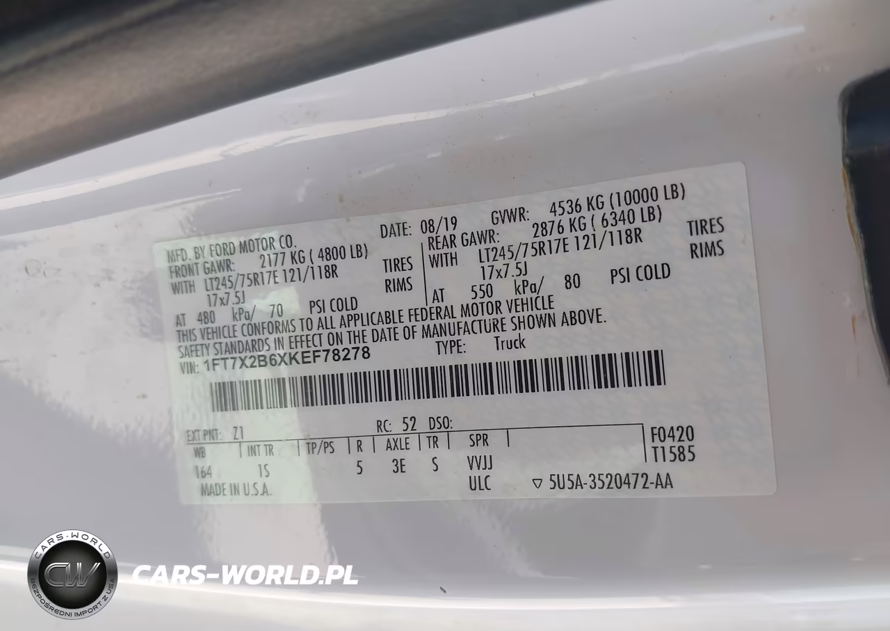 2019 Ford F-250 Xl VIN:1FT7X2B6XKEF78278 - 9