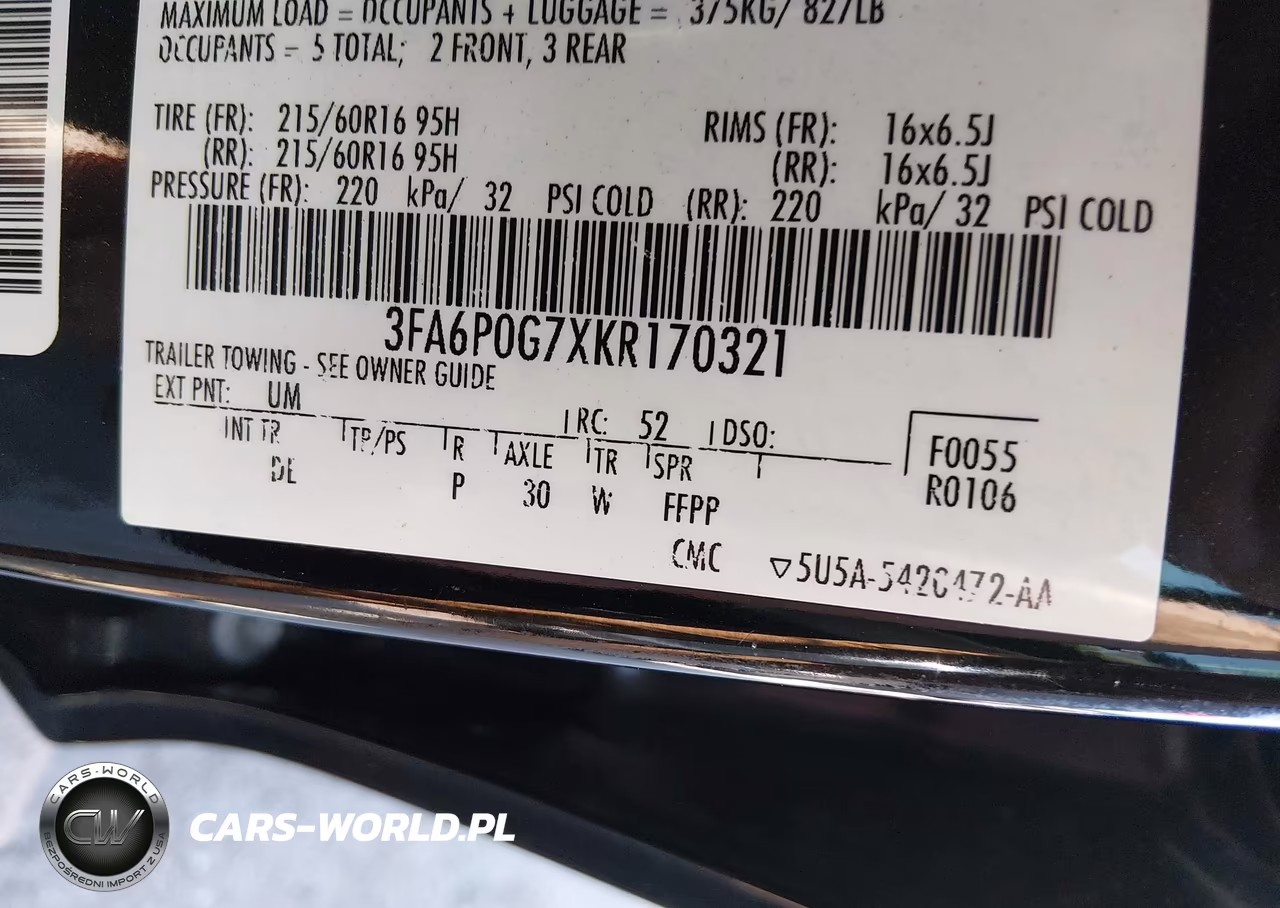 2019 Ford Fusion S VIN:3FA6P0G7XKR170321 - 9