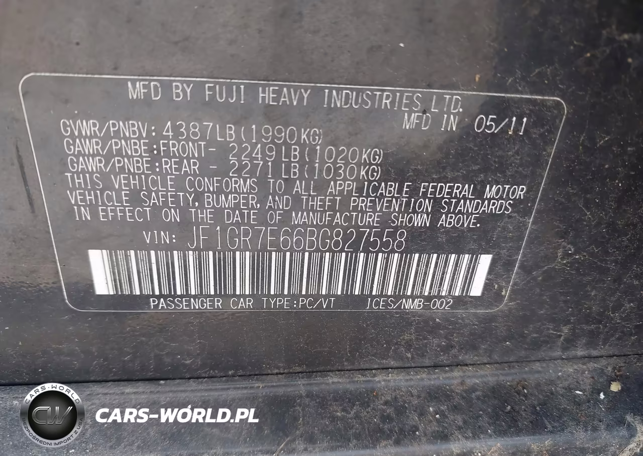 2011 Subaru Impreza Wrx Limited VIN:JF1GR7E66BG827558 - 9