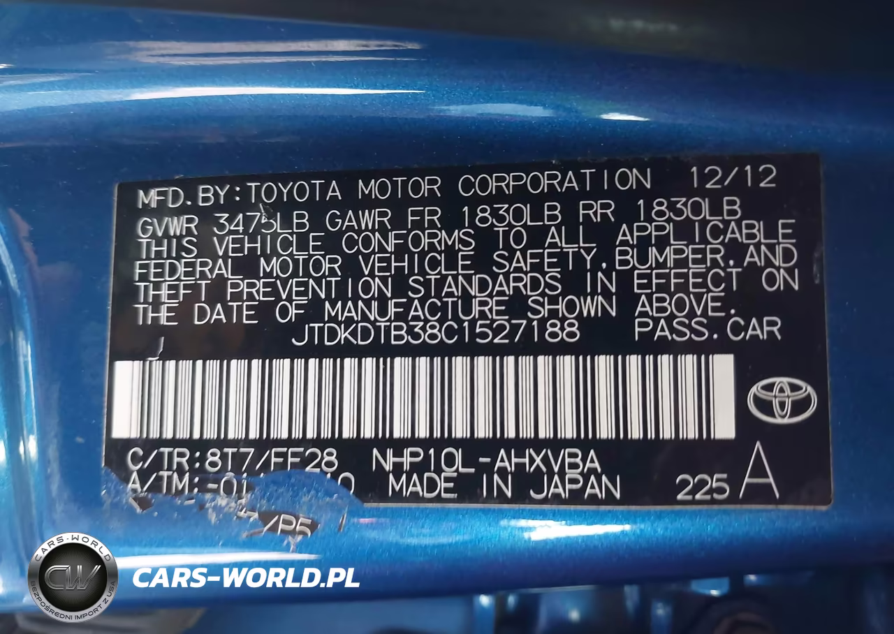 2012 Toyota Prius C Two VIN:JTDKDTB38C1527188 - 9