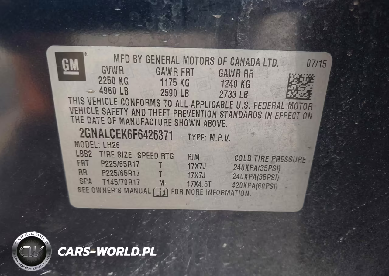 2015 Chevrolet Equinox Lt VIN:2GNALCEK6F6426371 - 9