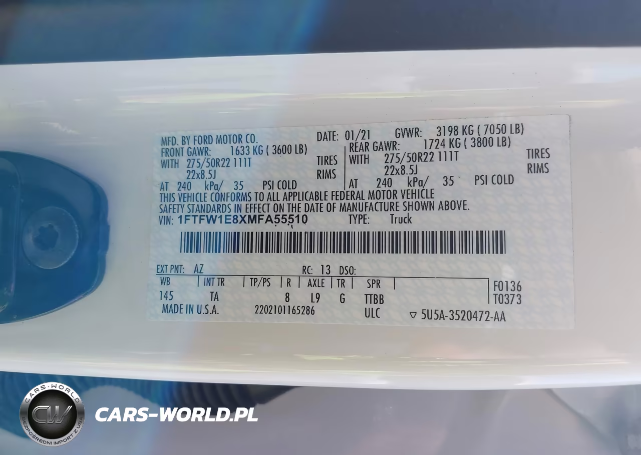2021 Ford F-150 Limited VIN:1FTFW1E8XMFA55510 - 9