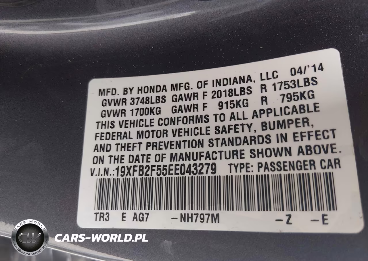 2014 Honda Civic Lx VIN:19XFB2F55EE043279 - 9