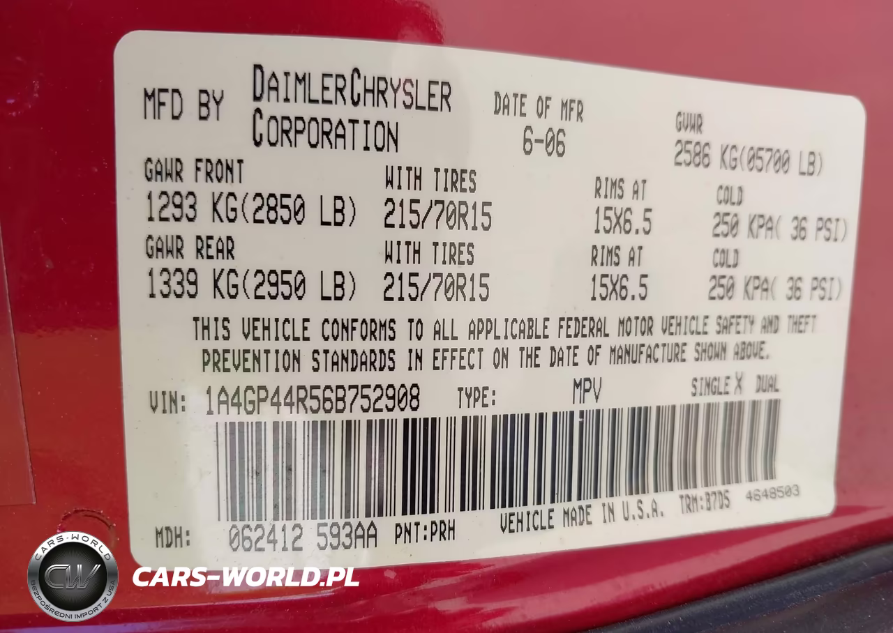 2006 Chrysler Town & Country Lx VIN:1A4GP44R56B752908 - 9