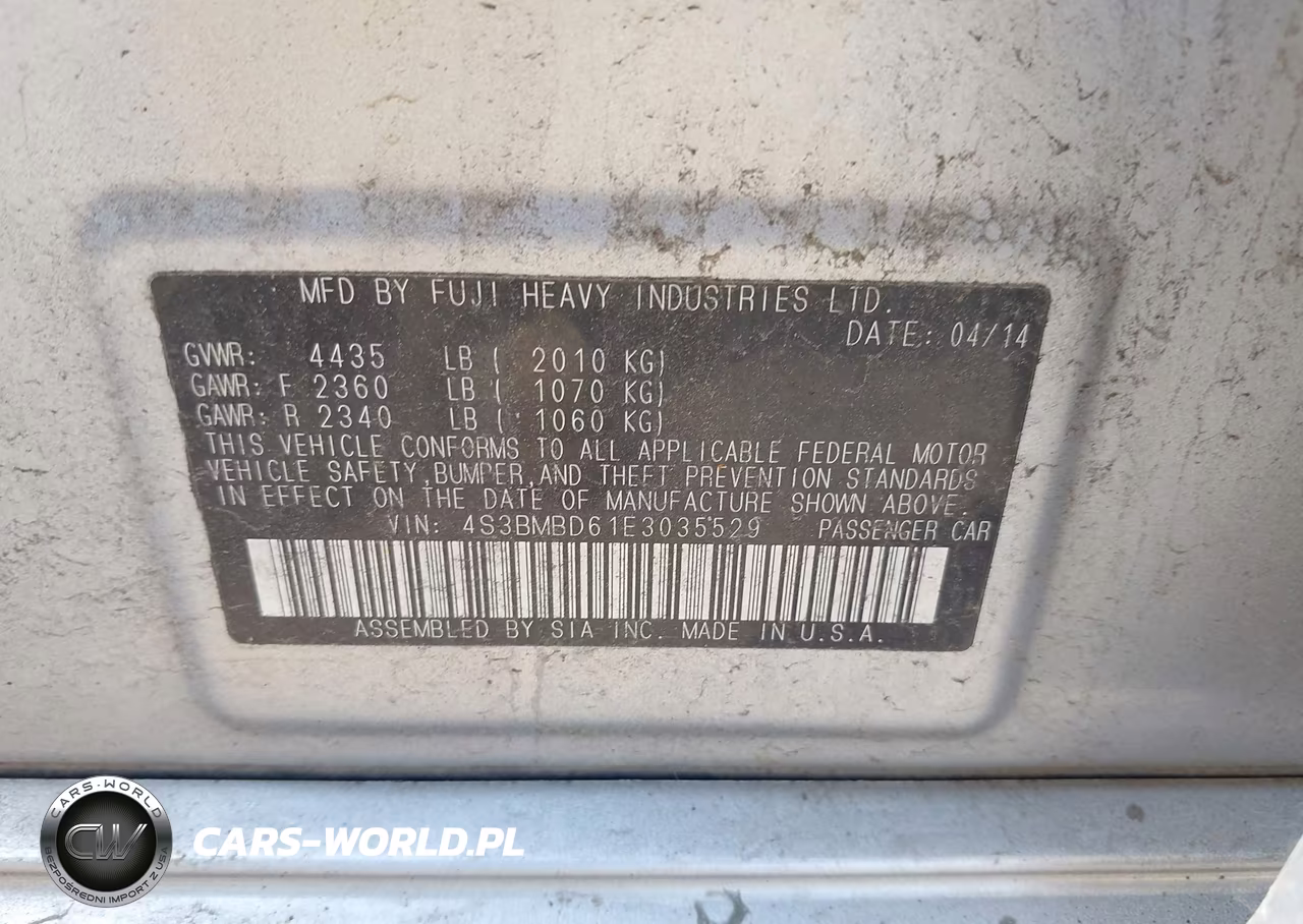 2014 Subaru Legacy 2.5I Premium VIN:4S3BMBD61E3035529 - 9