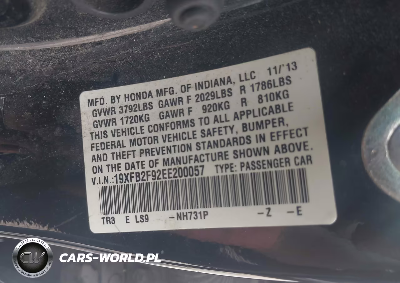 2014 Honda Civic Ex-L VIN:19XFB2F92EE200057 - 9