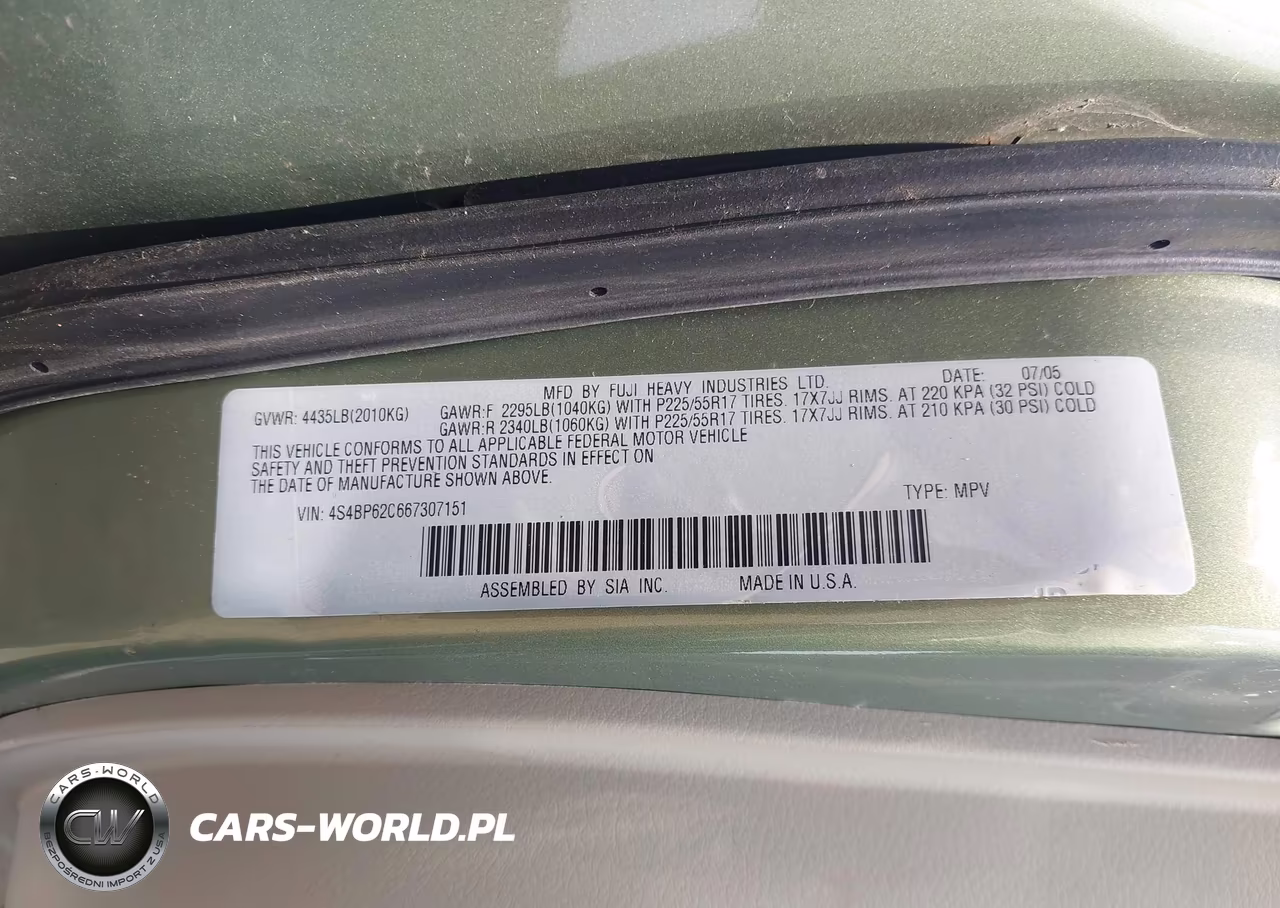 2006 Subaru Outback 2.5I Limited VIN:4S4BP62C667307151 - 9