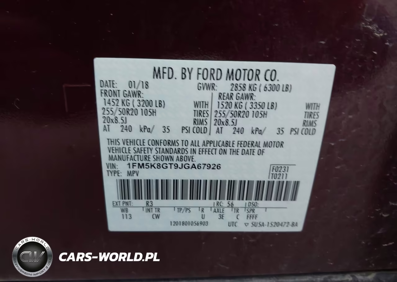 2018 Ford Explorer Sport VIN:1FM5K8GT9JGA67926 - 9