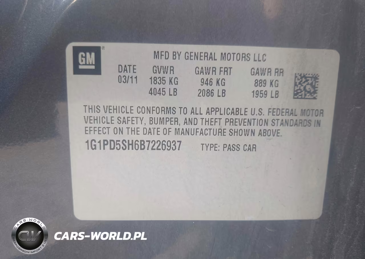 2011 Chevrolet Cruze Ls VIN:1G1PD5SH6B7226937 - 9