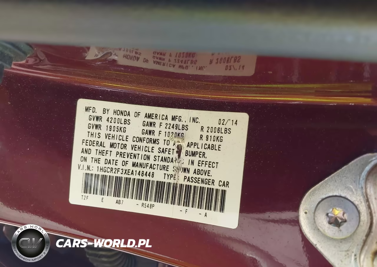 2014 Honda Accord Lx VIN:1HGCR2F3XEA148448 - 9