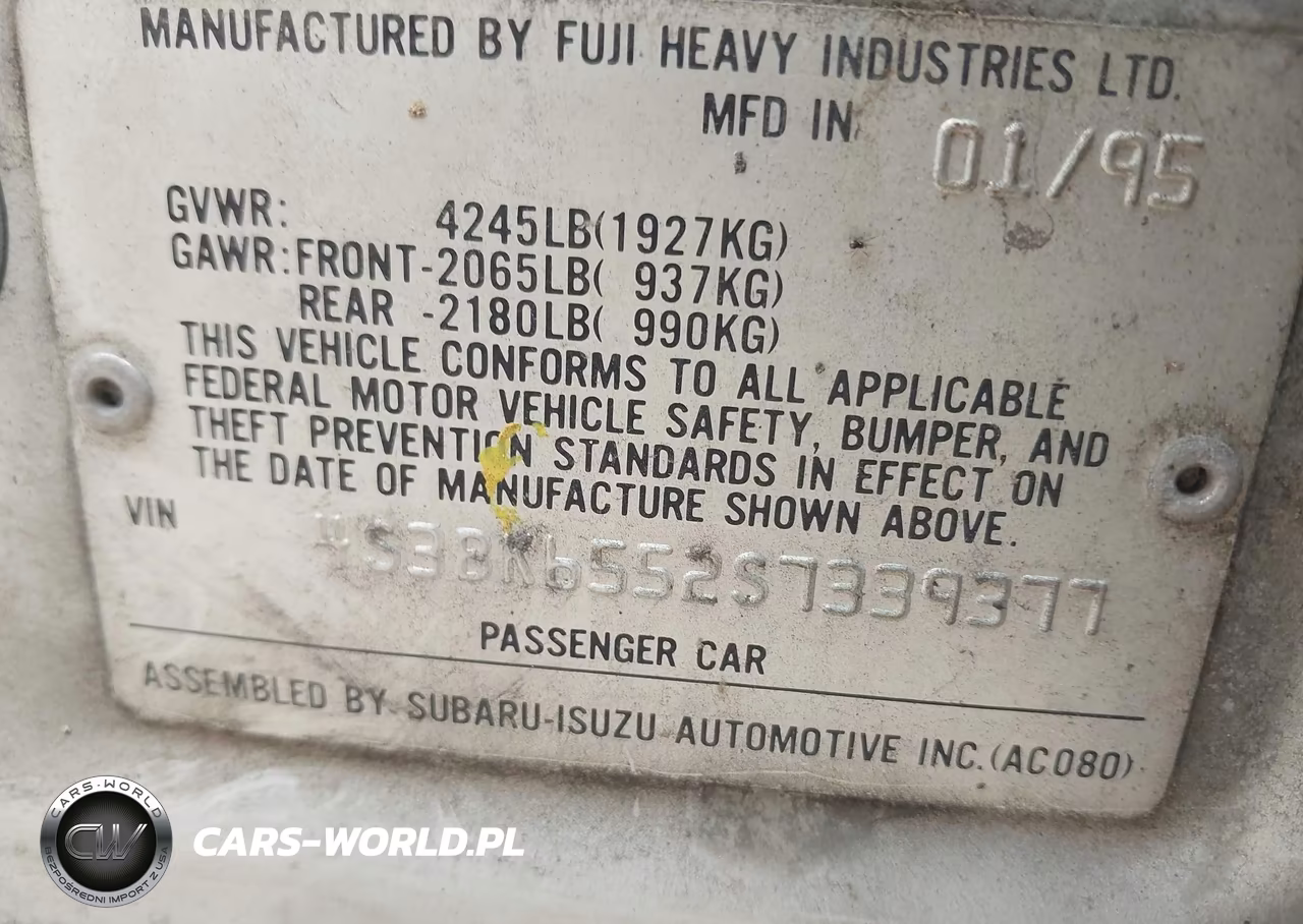 1995 Subaru Legacy Ls-Lsi VIN:4S3BK6552S7339377 - 9
