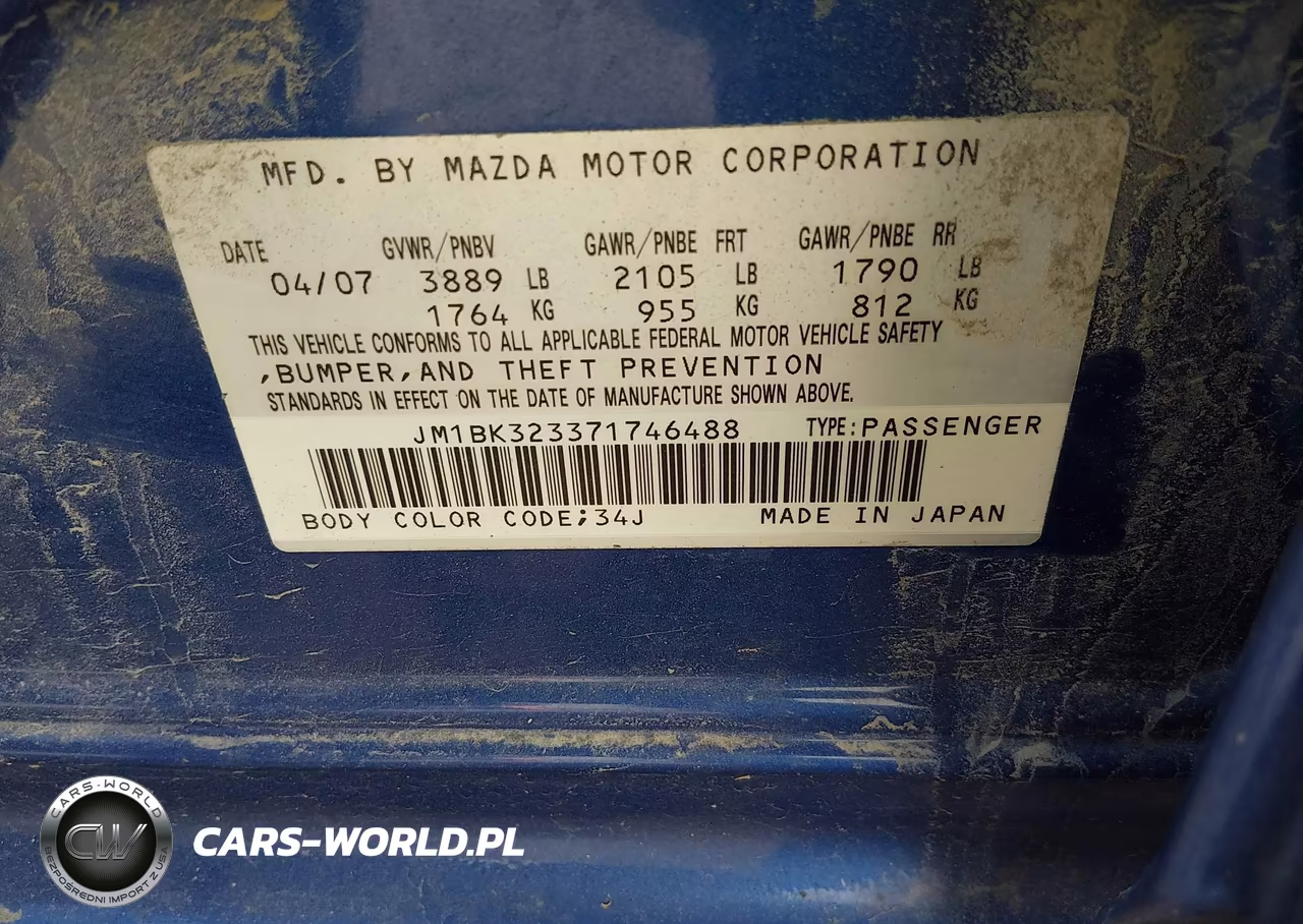 2007 Mazda Mazda3 S Sport VIN:JM1BK323371746488 - 9