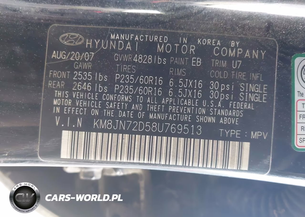 2008 Hyundai Tucson Limited V6-Se VIN:KM8JN72D58U769513 - 9