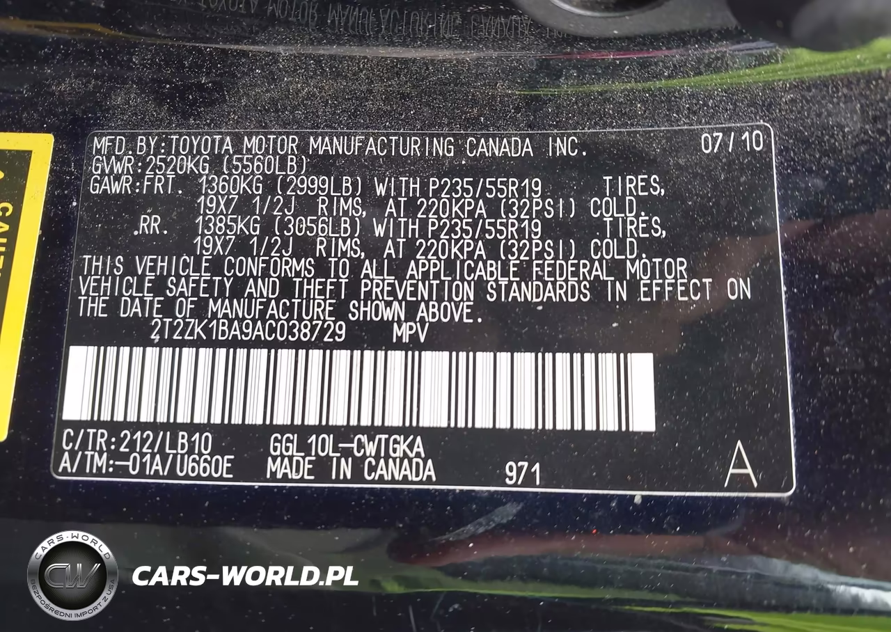 2010 Lexus Rx 350 VIN:2T2ZK1BA9AC038729 - 9
