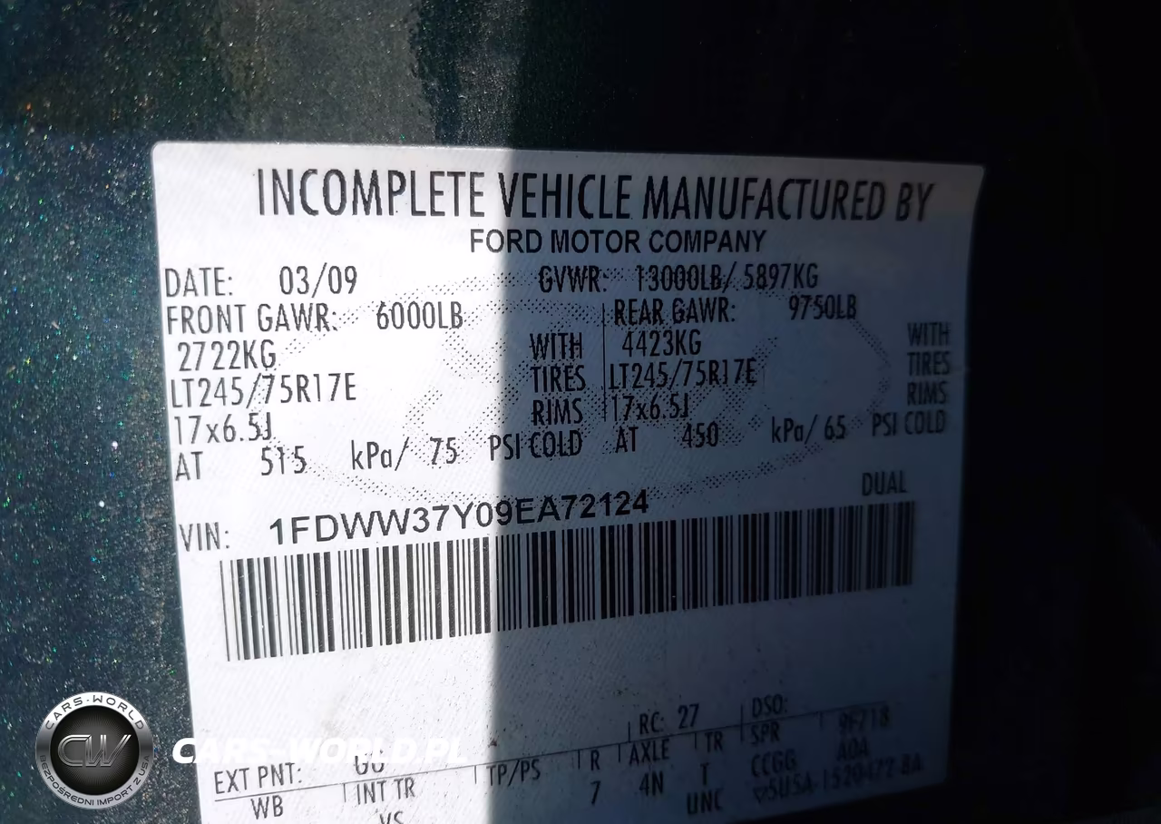 2009 Ford F-350 Chassis Lariat-Xl-Xlt VIN:1FDWW37Y09EA72124 - 8