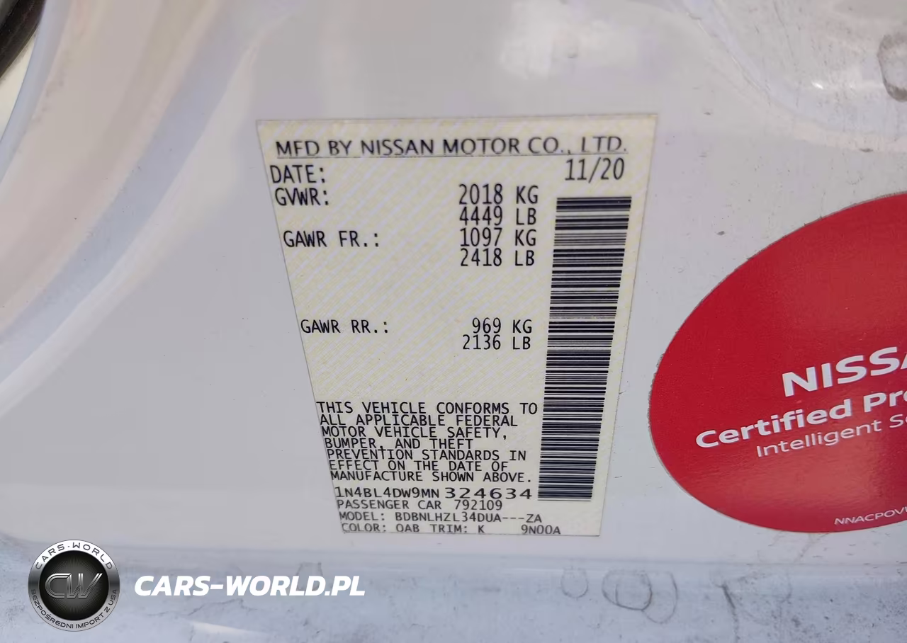 2021 Nissan Altima Sv Intelligent Awd VIN:1N4BL4DW9MN324634 - 9
