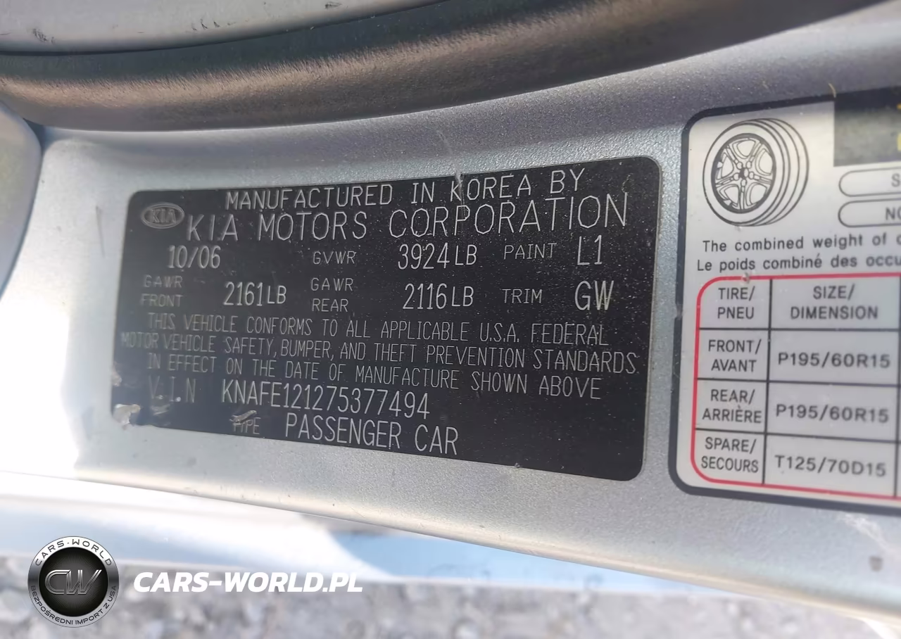 2007 Kia Spectra Ex VIN:KNAFE121275377494 - 9