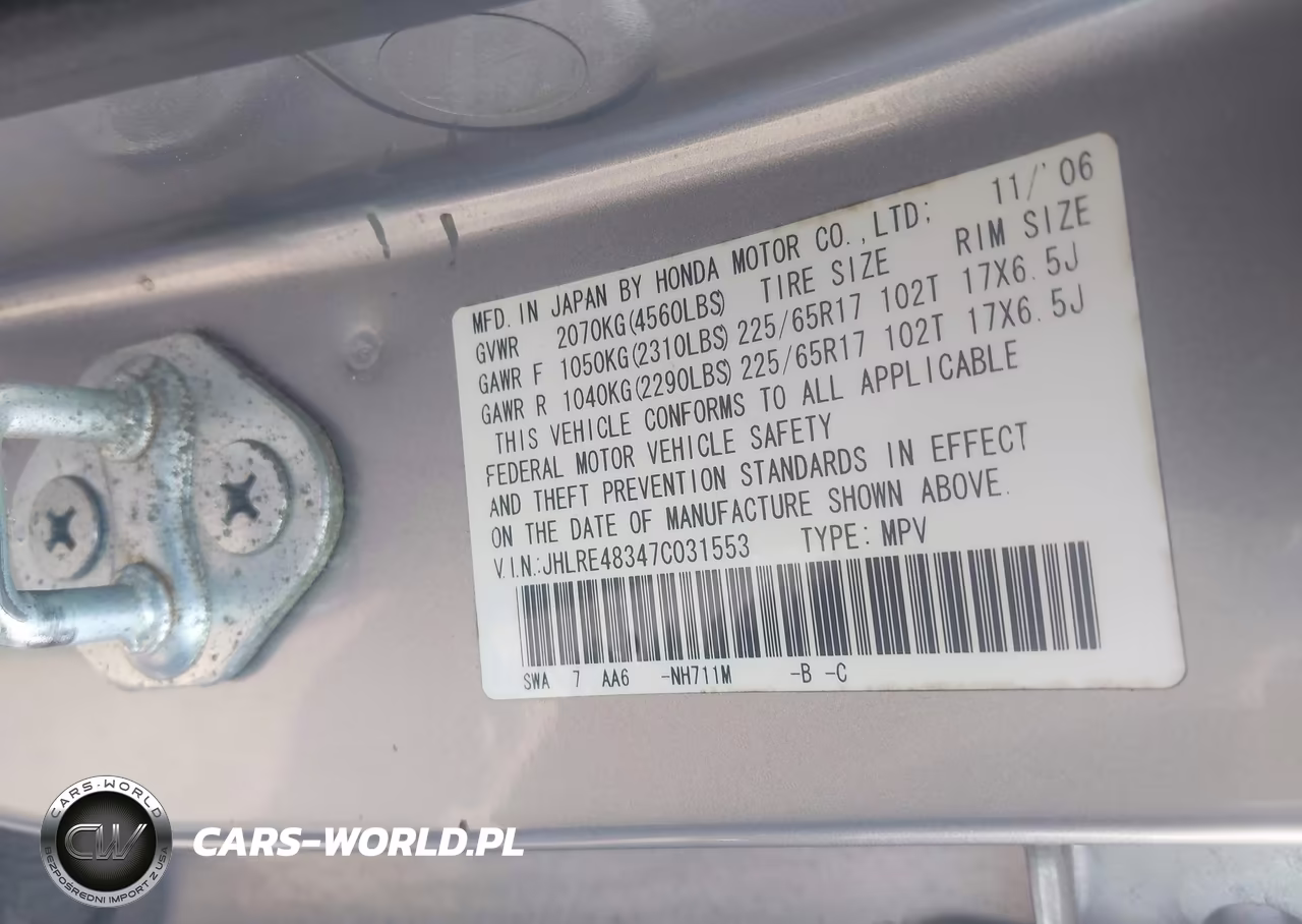 2007 Honda Cr-V Lx VIN:JHLRE48347C031553 - 9