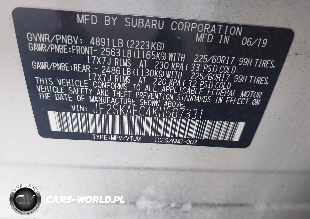 2019 Subaru Forester Premium VIN:JF2SKAEC4KH567331 - 9