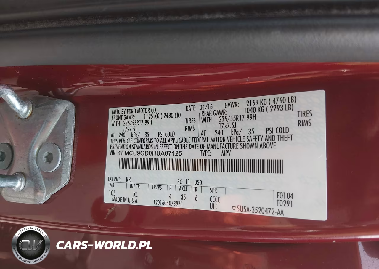 2017 Ford Escape Se VIN:1FMCU9GD0HUA07125 - 9