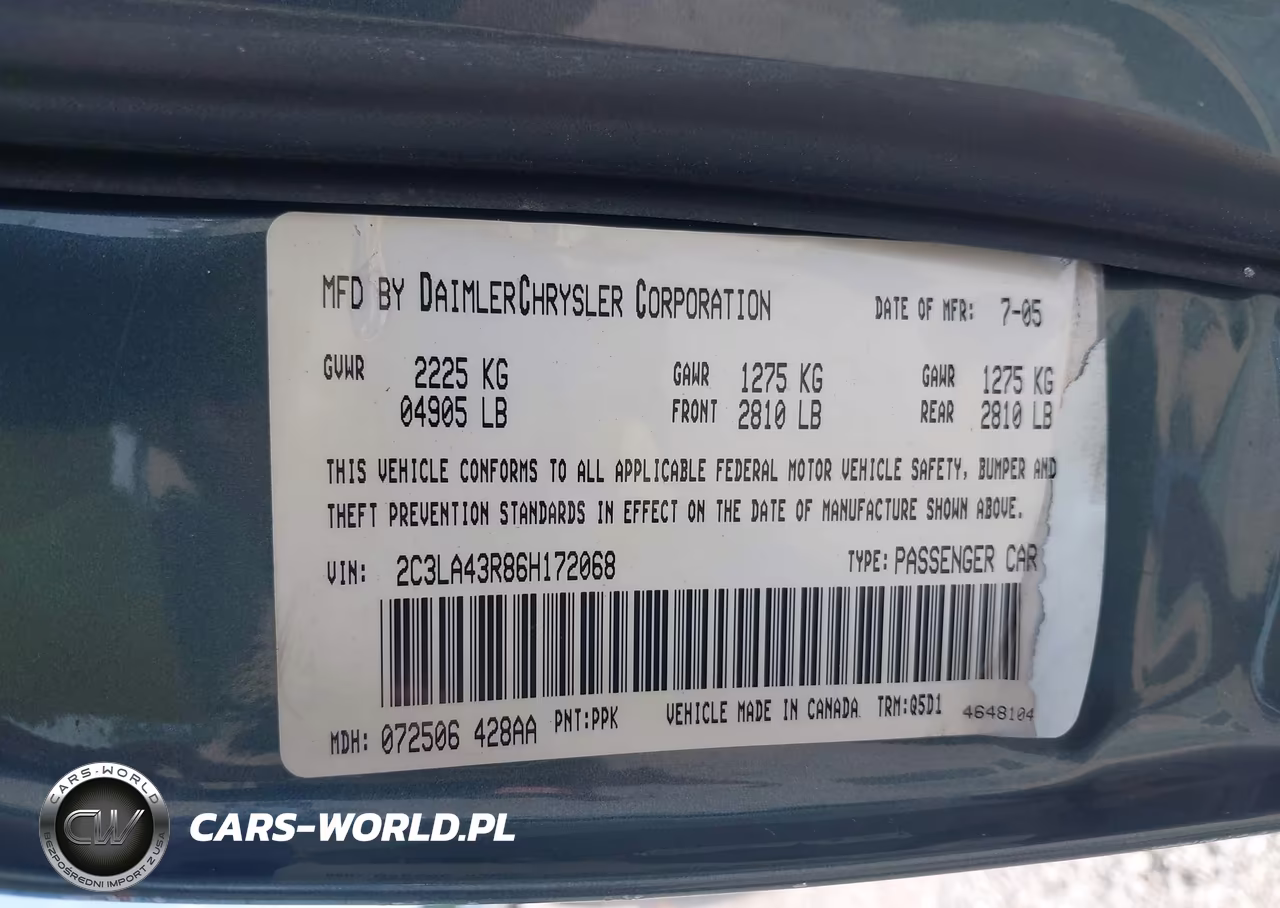 2006 Chrysler 300 VIN:2C3LA43R86H172068 - 9