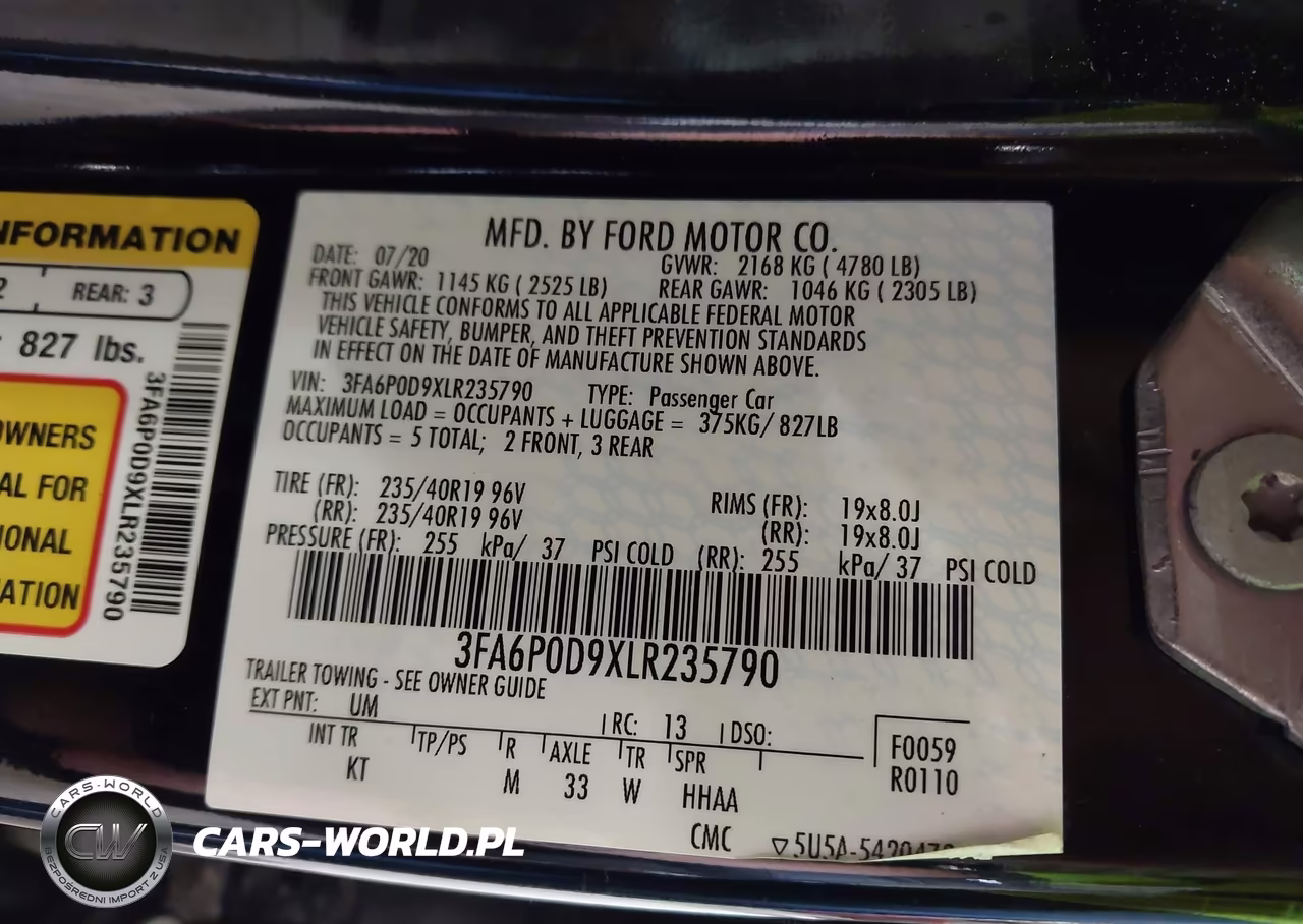 2020 Ford Fusion Titanium VIN:3FA6P0D9XLR235790 - 9