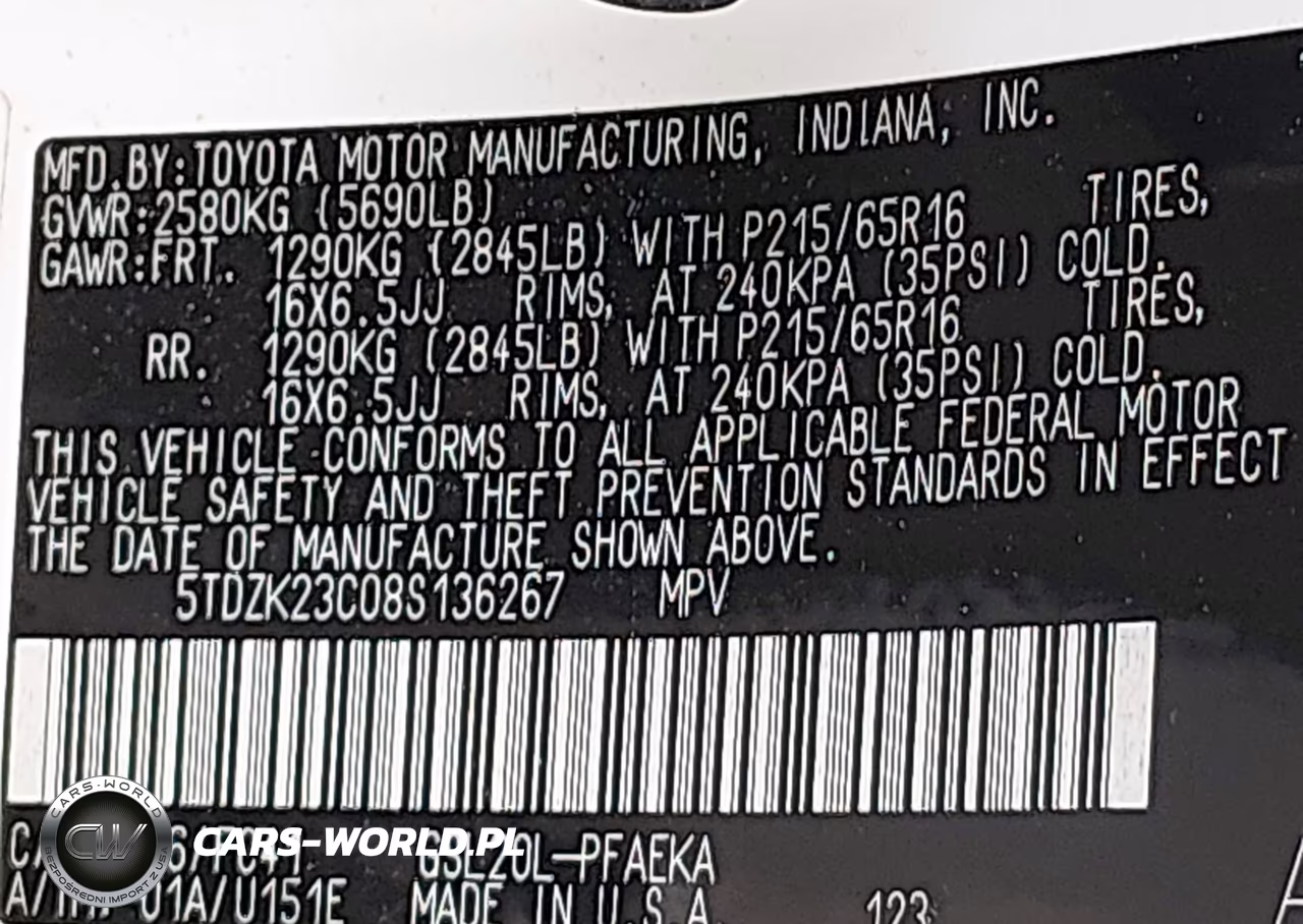 2008 Toyota Sienna Le VIN:5TDZK23C08S136267 - 9