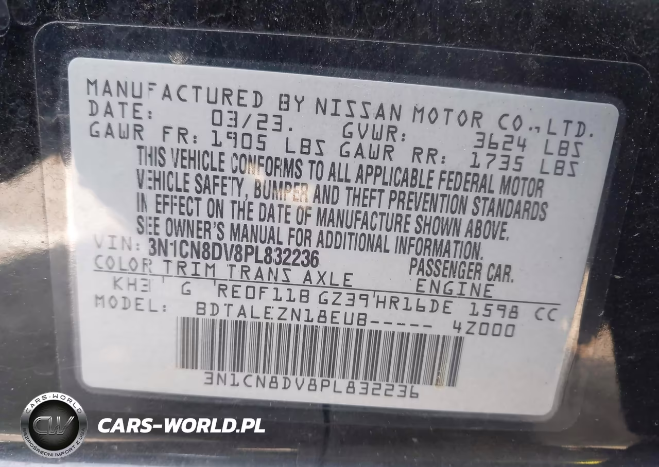 2023 Nissan Versa 1.6 S Xtronic Cvt VIN:3N1CN8DV8PL832236 - 9